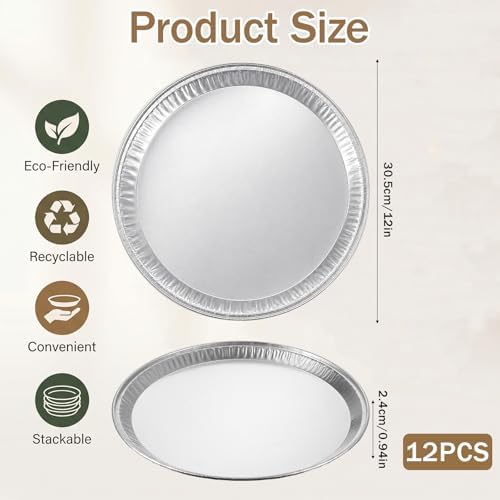 12 Pack Serving Platters 12 Inch, Disposable Round Pizza Pan
