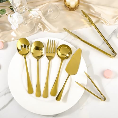 Artcochan 12 PCS Gold Serving Utensils, Stainless Steel Set Includes