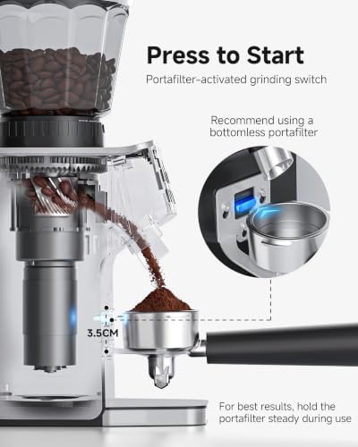 AAOBOSI Espresso Coffee Grinder, 45 Settings, 40s Timer