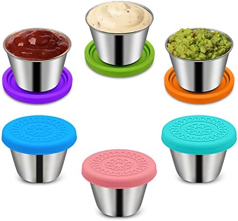 Winceed 6Pack 2.4oz Salad Dressing Container To Go, Small Stainless