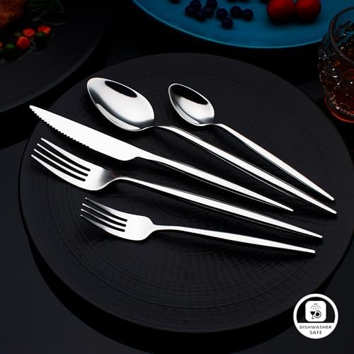 20 Piece Luxury Silverware Set for 4 Mirror-Polished 18/10 Stainless