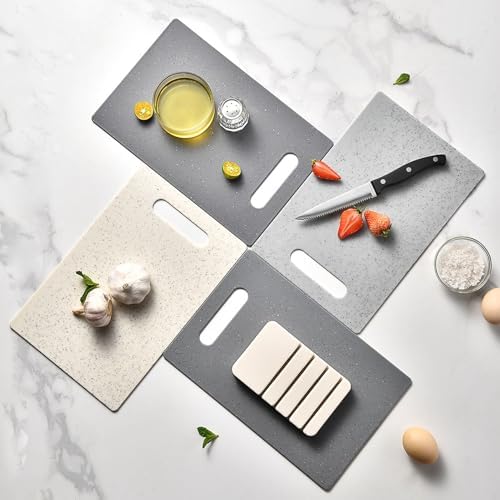 4PCS Chopping Board Set, Plastic Flexible Cutting Boards with Anti
