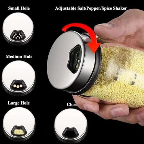 15 oz Large Salt & Pepper Shakers, with 3 Adjustable Outlet Holes