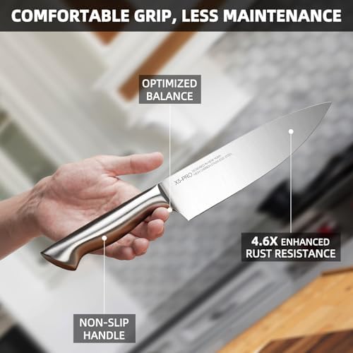 KnifeSaga Japanese Kitchen Knife Block Set, High Carbon Stainless