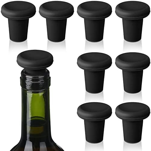 Yookeer 8 Pack Silicone Wine Stoppers for Glass Bottles Beer, Black