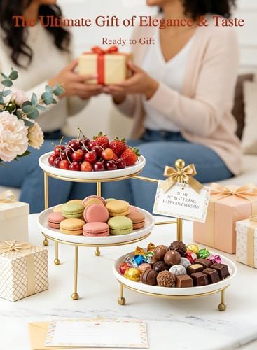 Tiered Serving Tray for Party, 10 Inch Dessert Display Stand, Gold