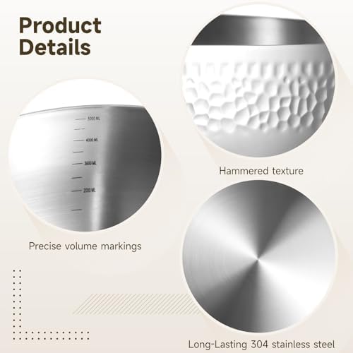 Extra Large Stainless Steel Hammered Salad Bowl - 11 in Large Popcorn