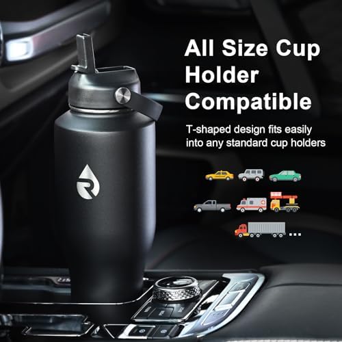 RAYMYLO 40 oz Insulated Water Bottle with Straw, Fit in Car Cup Holder