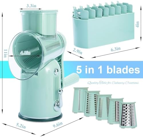 Rotary Cheese Grater with Handle, Vegetable Chopper Quick Chop Blades