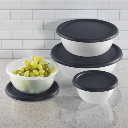 8-Piece Bowl Set with Lids, Dark Gray Storage Containers for Food Prep