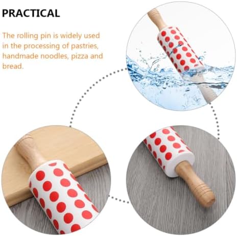 Silicone Rolling Pin Dough Baking Tool 2pcs with Wooden Handle