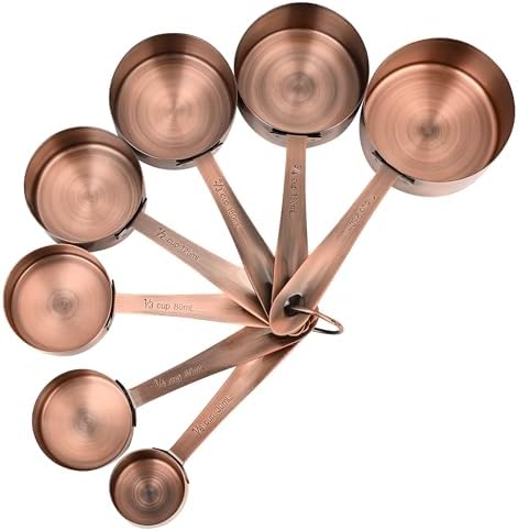 Copper Measuring Cups and Spoons Set of 18, 7 Measuring Cups, 9