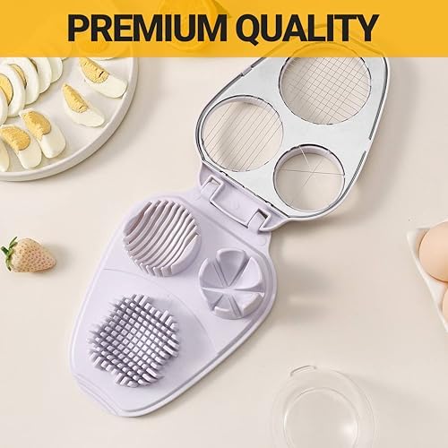 3-in-1 Egg Slicer for Hard Boiled Eggs, Stainless Steel Egg Cutter