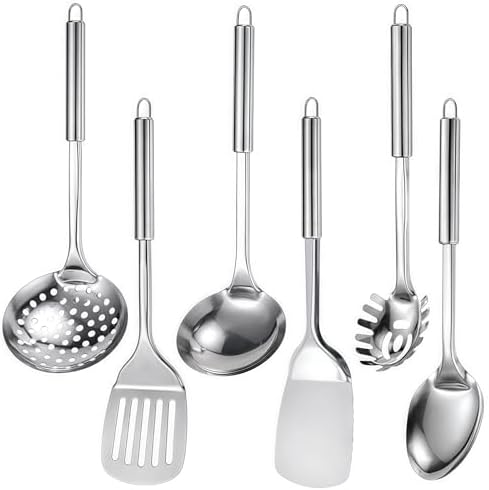 Stainless Steel Kitchen Utensils Set, 6 PCS Metal Cooking Utensils
