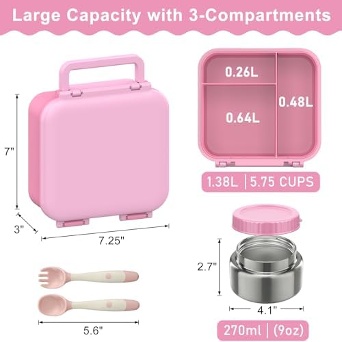 Kids Bento Lunch Box with Soup Thermo (9oz)- Hot & Cold Lunch