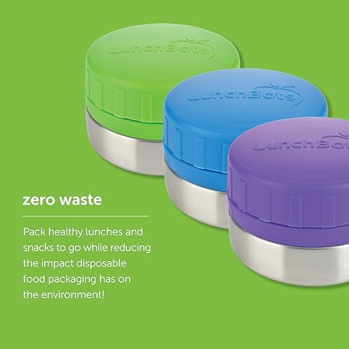 LunchBots Rounds 4 oz Leak Proof Stainless Snack Containers 2pk Purple