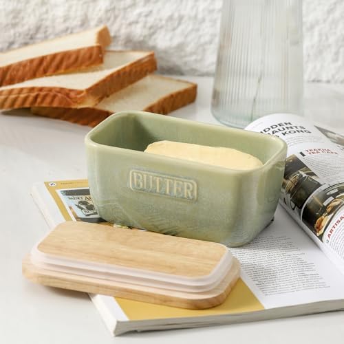 HVH Ceramic Butter Dish with Lid for Countertop, Airtight Butter