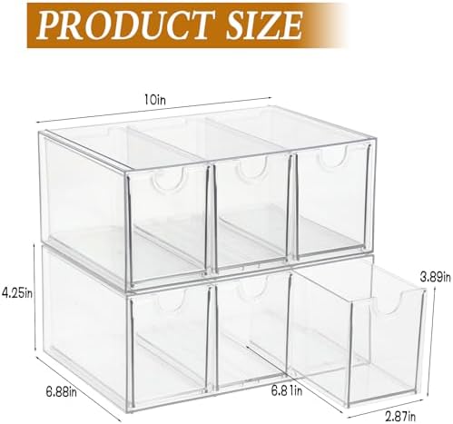 6 Drawers Tea Bag Organizer, Clear Acrylic Tea Bag Storage Holder