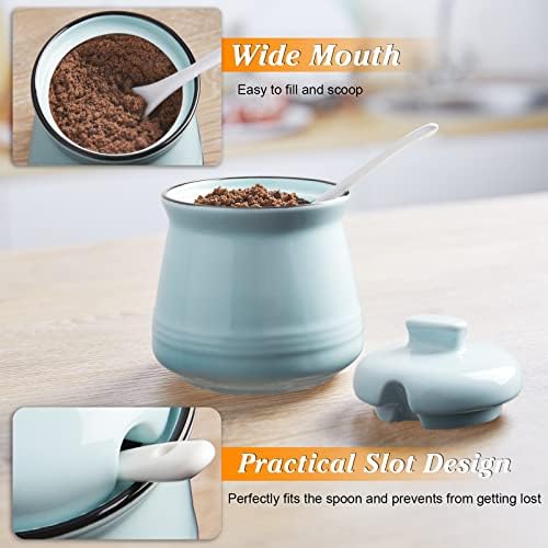 DAYYET Sugar Bowl with Lid and Spoon, 12 oz Ceramic Sugar Bowl with
