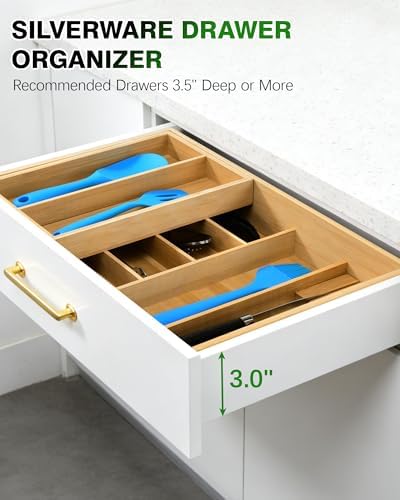 HULISEN Double Layer Bamboo Utensil Organizer