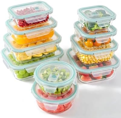 10-Pack Borosilicate Glass Food Storage Containers with Airtight Lids