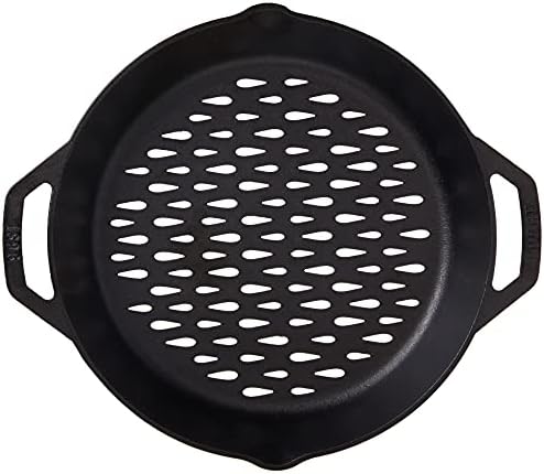 Lodge Pre-Seasoned Cast Iron Round Grilling Basket, 12 Inches