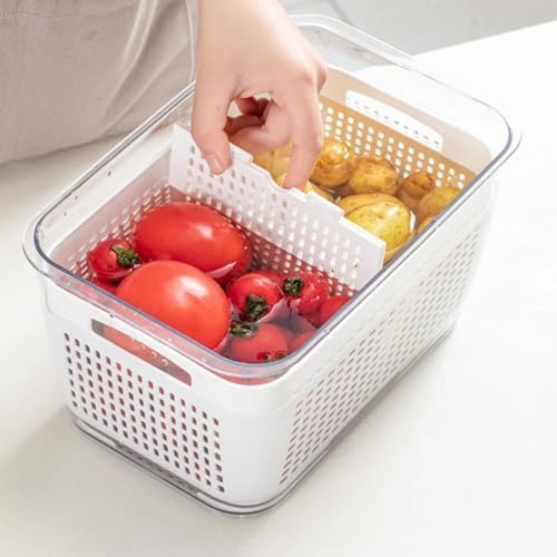GLEAVI L 4.5l Fridge Fruit Storage Container Double Layer Draining
