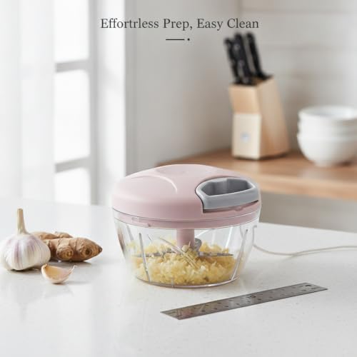 Garlic and Ginger Prep: Manual Pull-String Food Chopper with 500ml