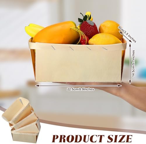 Bokon 30 Pcs Wood Berry Baskets 2 Quart, Vented Fruit Picking