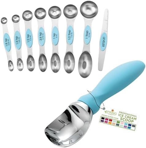 Spring Chef Ice Cream Scoop and Magnetic Measuring Spoons Set Bundle