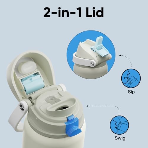 Insulated Water Bottle with Straw - Encool Stainless Steel Water