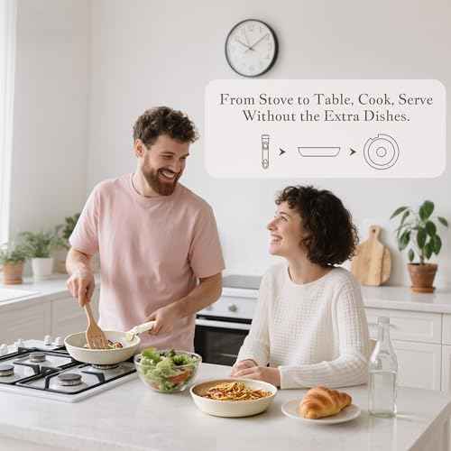 Redchef 5Pcs Ceramic Cookware Sets,Detachable Handle Pots and Pans Set Non Stick,Induction Compatible,Dishwasher & Oven Safe,RV Kitchen Cooking Set,Camping cookware,Housewarming Gift