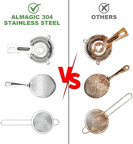 3-in-1 Cocktail Strainer Set, Includes Julep, Hawthorne, Fine Mesh