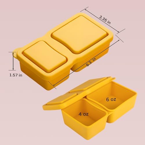 MACTANO 4 Pack Silicone Snack Containers with Lids, 10oz Dual