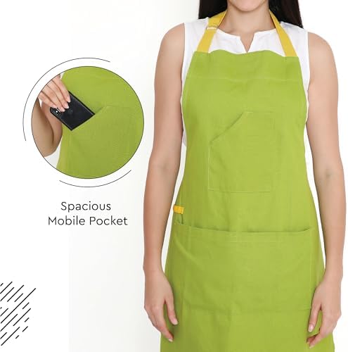 Encasa XO Kitchen Apron with Pockets, Cooking Aprons for Women