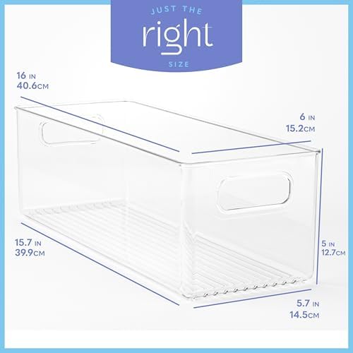 primebox Plastic Food Storage 2 Pack Clear Container Bin with Handles
