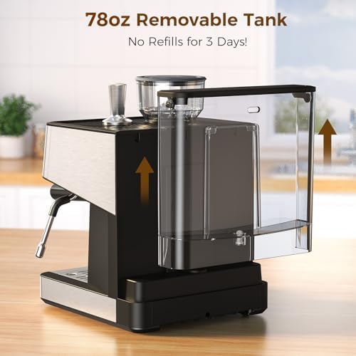 COWSAR 20 Bar Espresso Machine with Grinder, Black