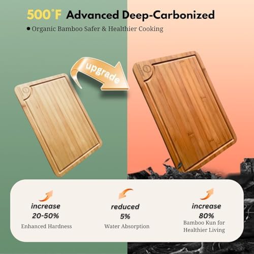 Organic Bamboo Cutting Board Set of 3 – Wooden Kitchen Boards for