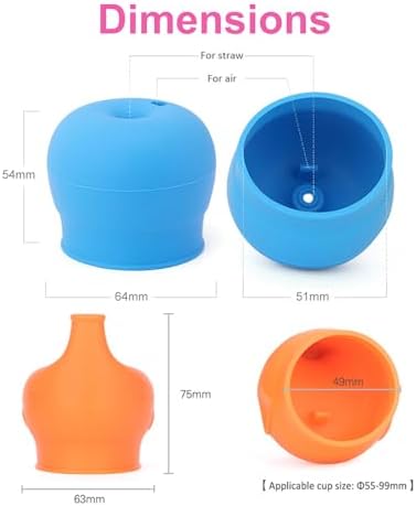 Silicone Sippy Straw Cup Lids, 5 Pack