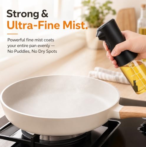 Electric Oil Sprayer, 160ml Glass Bottle, Black