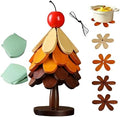 5Pcs Foldable Pine Wood Christmas Tree Trivet Set with Stand, 2