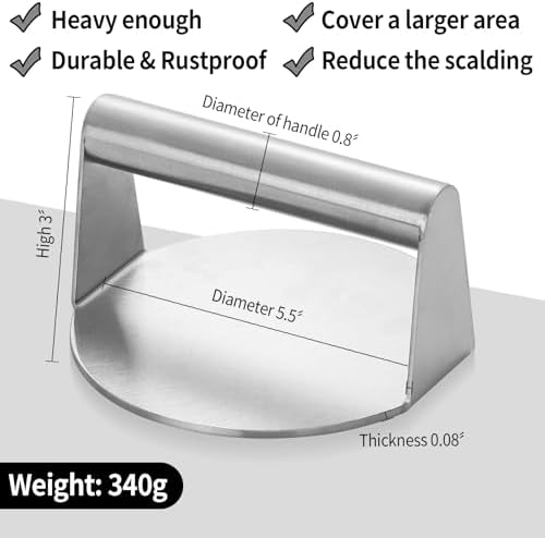 Heavy Duty Stainless Steel Spatula Set - Griddle Scraper & Press