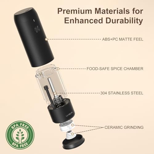 Ultrean Rechargeable Electric Salt and Pepper Grinder Set