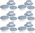 Sterilite Covered Mixing Bowl Set, Nesting Plastic, Washed Blue