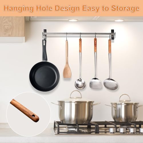 FJNATINH 17inches Stainless Steel Wok Spatula and Ladle Set
