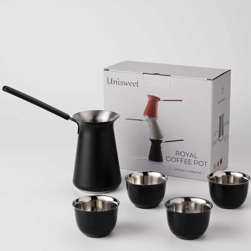 UNISWEET Turkish Coffee Pot Set, 1 Pot and 4 Cups