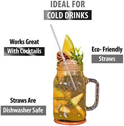 Reusable Stainless Steel Straws with Wood Cases, 6-Pack, 8.5-Inch