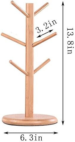 Mug Holder Tree, Coffee Cup Holder, Bamboo Mug Tree for Counter