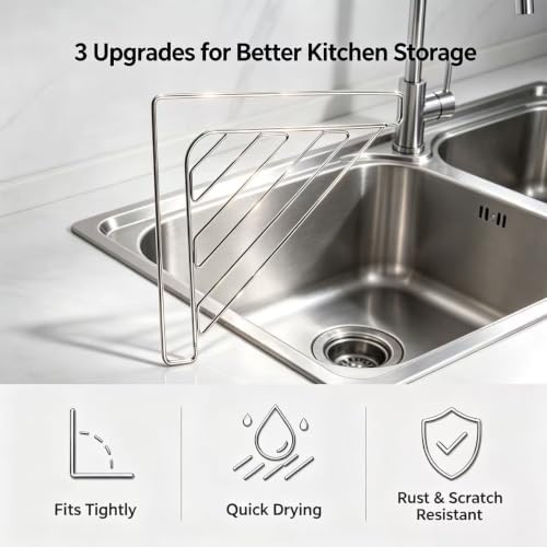 Triangle Dish Drying Rack for Sink Corner, Black and Silver