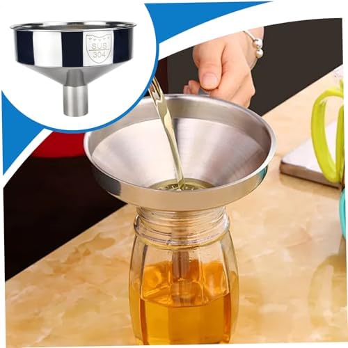Large Mouth Funnel, 8-Inch Wide Stainless Steel Funnel for Kitchen